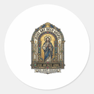 Jesus Art Deco Gospel Jesus Art Deco Christian Fai Classic Round Sticker