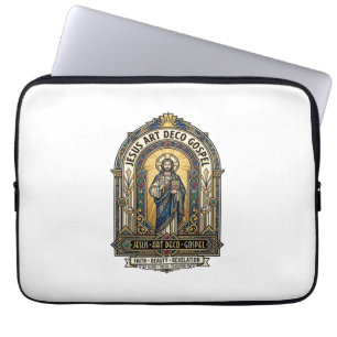 Jesus Art Deco Gospel Jesus Art Deco Christian Fai Laptop Sleeve
