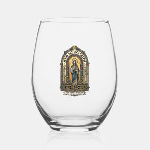 Jesus Art Deco Gospel Jesus Art Deco Christian Fai Stemless Wine Glass