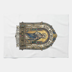 Jesus Art Deco Gospel Jesus Art Deco Christian Fai Tea Towel