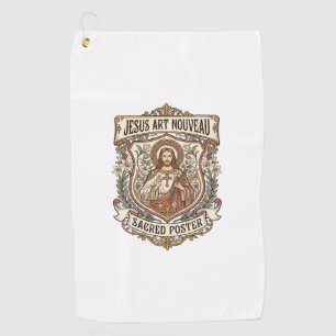 Jesus Art Nouveau Sacred Poster Jesus Art Nouveau  Golf Towel