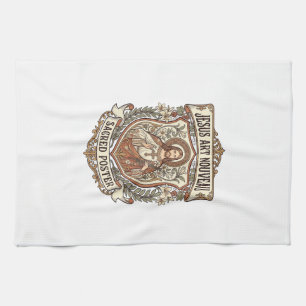Jesus Art Nouveau Sacred Poster Jesus Art Nouveau  Tea Towel