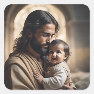 Jesus art square sticker
