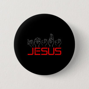 Jesus ASL American Sign Language Christian Deaf Aw 6 Cm Round Badge