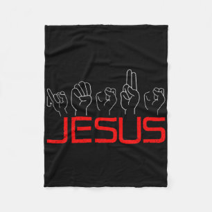 Jesus Asl American Sign Language Christian Deaf Aw Fleece Blanket
