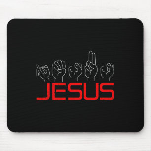 Jesus ASL American Sign Language Christian Deaf Aw Mouse Mat