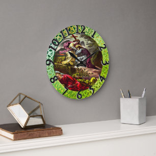 Jesus at Gethsemane green foil texture Large Clock