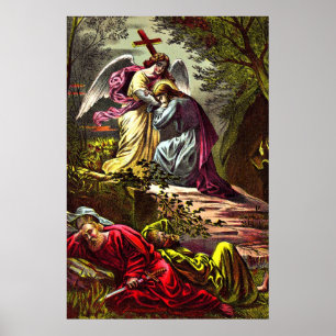 Jesus at Gethsemane talking to the angle Poster