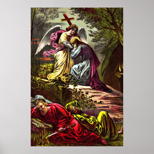Jesus at Gethsemane talking to the angle Poster (Front)