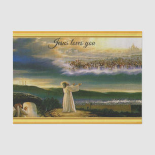 Jesus at Heaven's Gate Gold Texture Design Tissue Paper