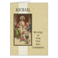 Jesus at Last Supper First Holy Communion Card