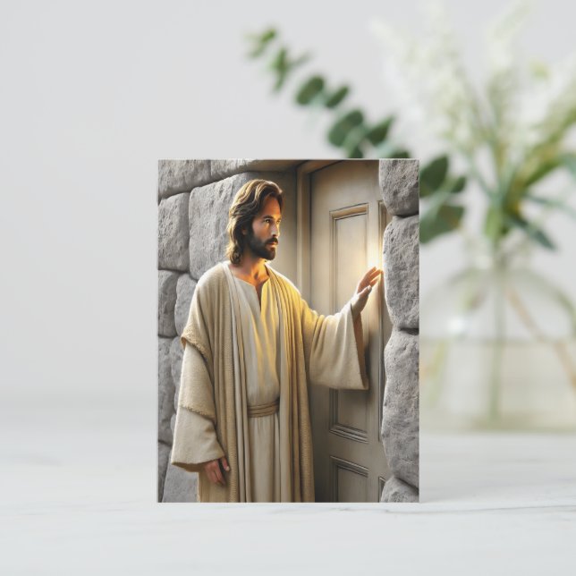  Jesus at Sunrise Antique Door Postcard (Standing Front)
