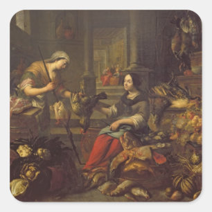 Jesus at the Home of Martha and Mary 2 Square Sticker