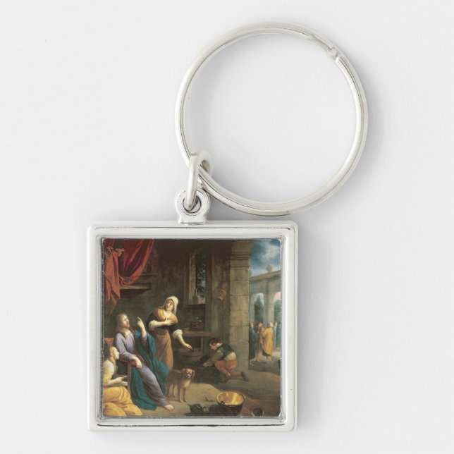 Jesus at the Home of Martha and Mary Key Ring (Front)