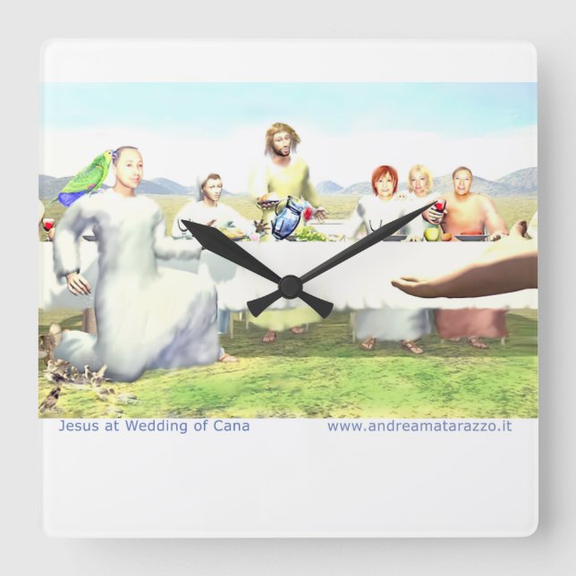 Jesus at Wedding of Cana   Square Wall Clock (Front)