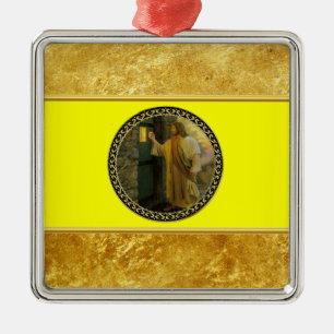 Jesus At Your Door gold foil with yellow texture Metal Tree Decoration