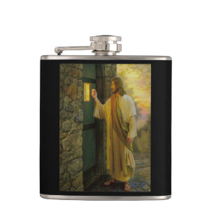 Jesus At Your Door Vintage Hip Flask