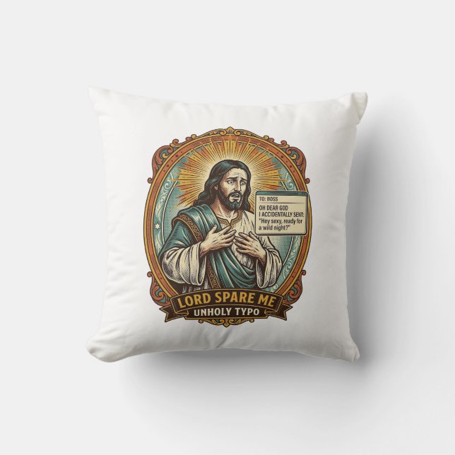Jesus Bad Autocorrect Message Boss Embarrassing Wo Cushion (Front)