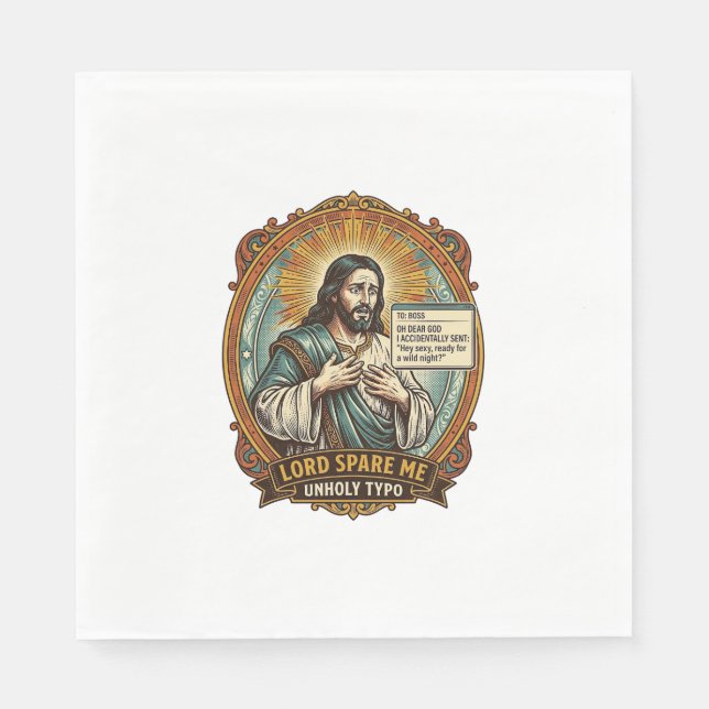 Jesus Bad Autocorrect Message Boss Embarrassing Wo Napkin (Front)