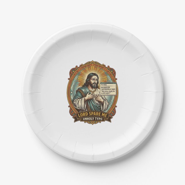 Jesus Bad Autocorrect Message Boss Embarrassing Wo Paper Plate (Front)