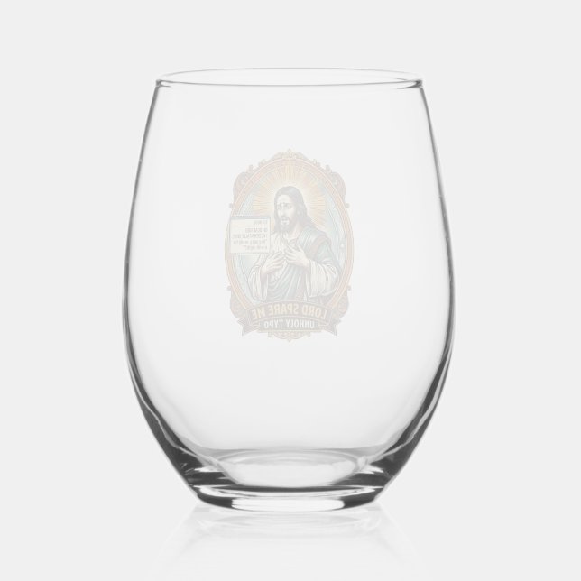 Jesus Bad Autocorrect Message Boss Embarrassing Wo Stemless Wine Glass (Front)