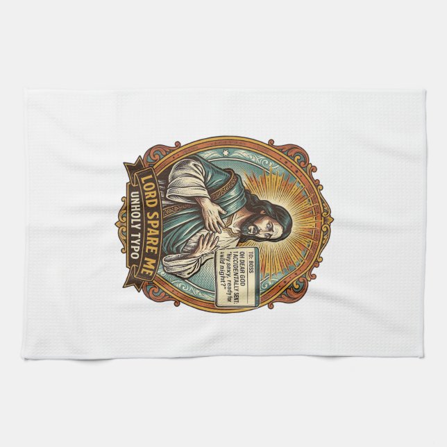 Jesus Bad Autocorrect Message Boss Embarrassing Wo Tea Towel (Horizontal)