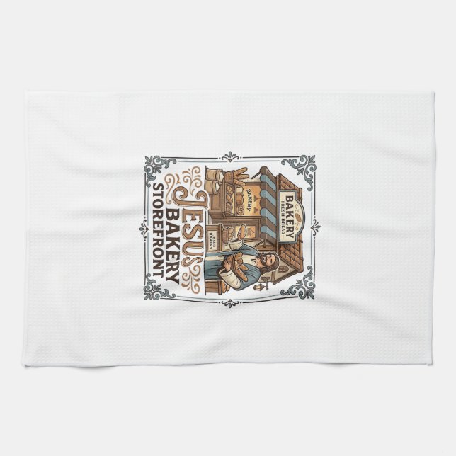 Jesus Bakery Storefront Jesus Bakery Storefront Ch Tea Towel (Horizontal)