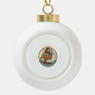 Jesus Bank Card Blocked Suspicious Bar Tab Fraud H Ceramic Ball Christmas Ornament