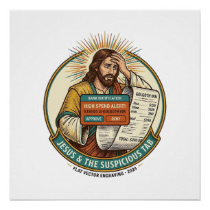 Jesus Bank Card Blocked Suspicious Bar Tab Fraud H Poster