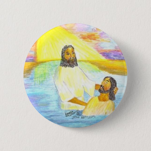 Jesus' Baptism 6 Cm Round Badge (Front)
