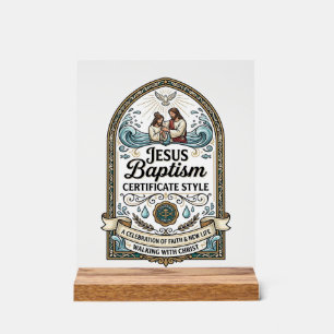 Jesus Baptism Certificate Style Jesus Baptism Cert Acrylic Sign