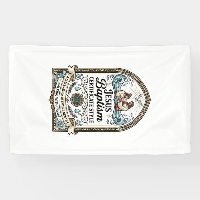 Jesus Baptism Certificate Style Jesus Baptism Cert Banner (Horizontal)