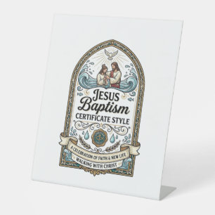 Jesus Baptism Certificate Style Jesus Baptism Cert Pedestal Sign