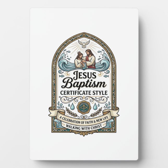 Jesus Baptism Certificate Style Jesus Baptism Cert Plaque (Front)