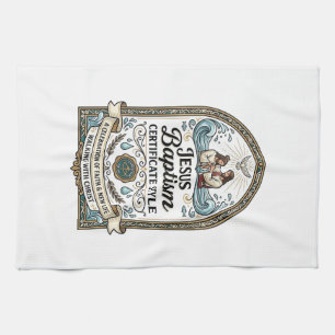 Jesus Baptism Certificate Style Jesus Baptism Cert Tea Towel