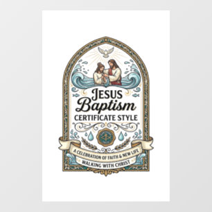 Jesus Baptism Certificate Style Jesus Baptism Cert Window Cling