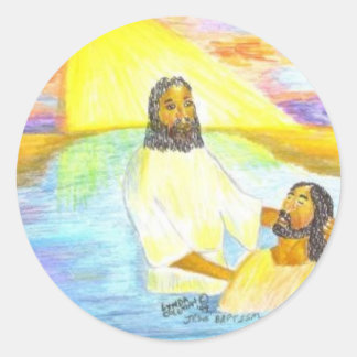 Jesus' Baptism Classic Round Sticker