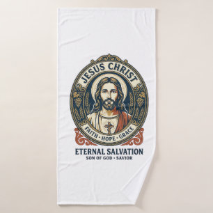 Jesus Barber Mens Grooming Graphic Tee Christian A Bath Towel