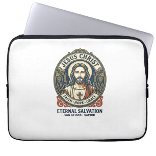 Jesus Barber Mens Grooming Graphic Tee Christian A Laptop Sleeve