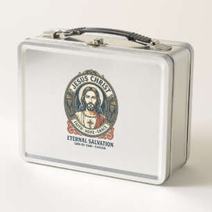 Jesus Barber Mens Grooming Graphic Tee Christian A Metal Lunch Box