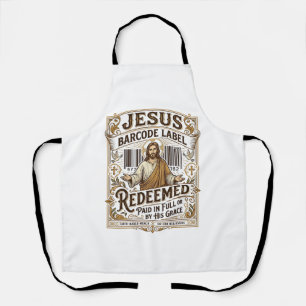 Jesus Barcode Label Redeemed Jesus Barcode Redeeme Apron