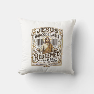 Jesus Barcode Label Redeemed Jesus Barcode Redeeme Cushion