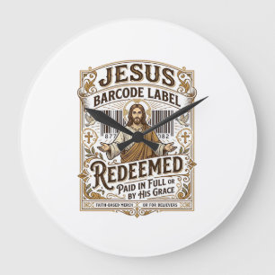 Jesus Barcode Label Redeemed Jesus Barcode Redeeme Large Clock