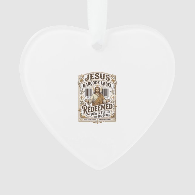Jesus Barcode Label Redeemed Jesus Barcode Redeeme Ornament (Front)