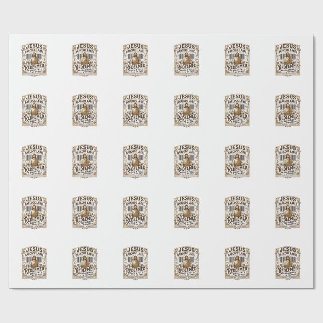 Jesus Barcode Label Redeemed Jesus Barcode Redeeme Wrapping Paper (Flat)