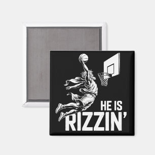 Jesus Basketball He Is Rizzin' Funny Christian Magnet
