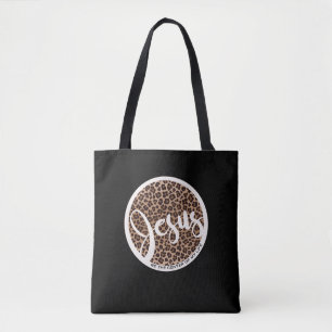Jesus Be the Centre Leopard Print Tote Bag
