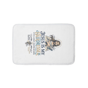 Jesus Beauty Salon Hairstylist T-Shirt Inspiration Bath Mat