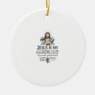 Jesus Beauty Salon Hairstylist T-Shirt Inspiration Ceramic Tree Decoration