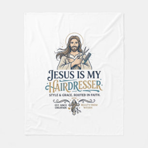 Jesus Beauty Salon Hairstylist T-Shirt Inspiration Fleece Blanket